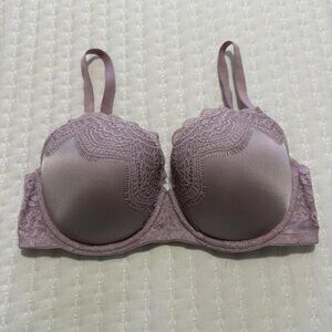 Victoria's Secret Bra 34DD Purple Lace Trim Dream Angels Lined Demi Underwire